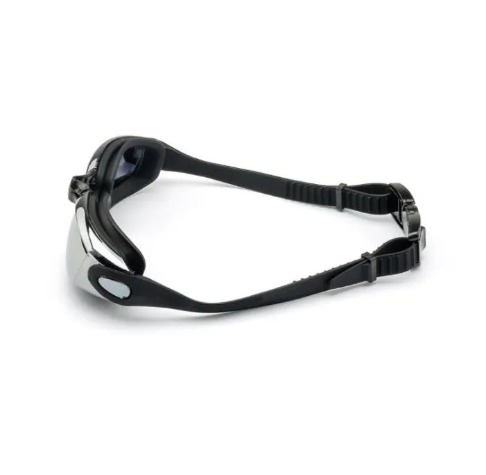 Swimming goggles with HD plating polycarbonate anti-fog lens and silicone seal in black