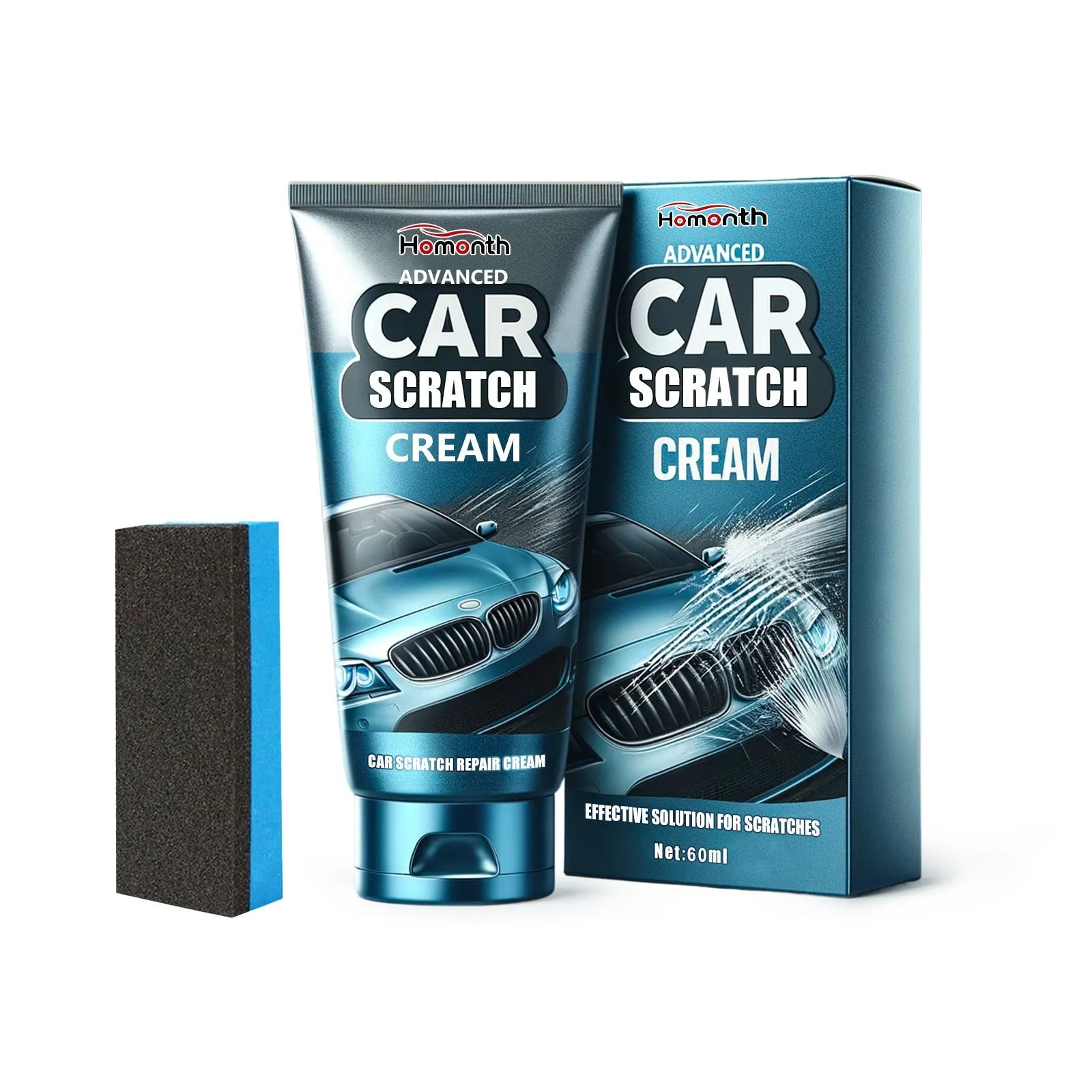 60ml car scratch repair cream tube with sponge for automotive paint polishing