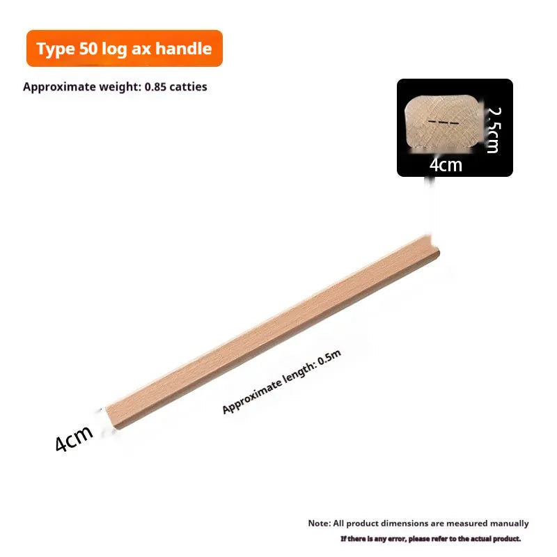 A locust wood replacement handle for axes and tools, showing the square-type end and wooden grain.