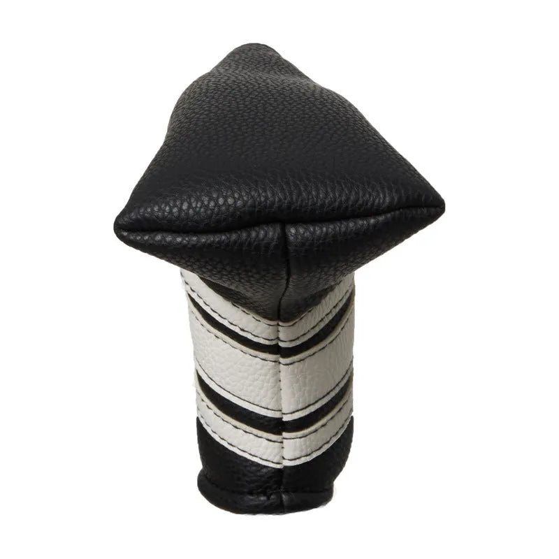 Black PU leather golf push rod sleeve, a protective cover for a single golf club.