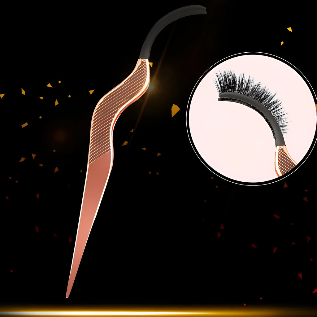 Rose gold eyelash curler aid for false eyelash application, local style makeup tool