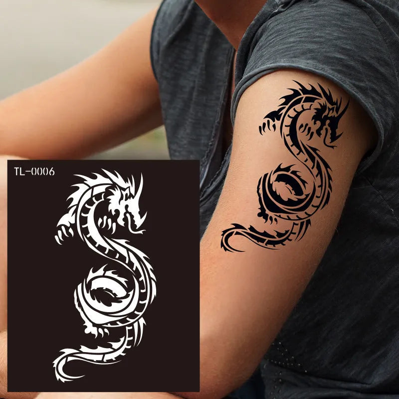 85 x 100mm hollow tattoo sticker, printed geometric decoration, single piece pack