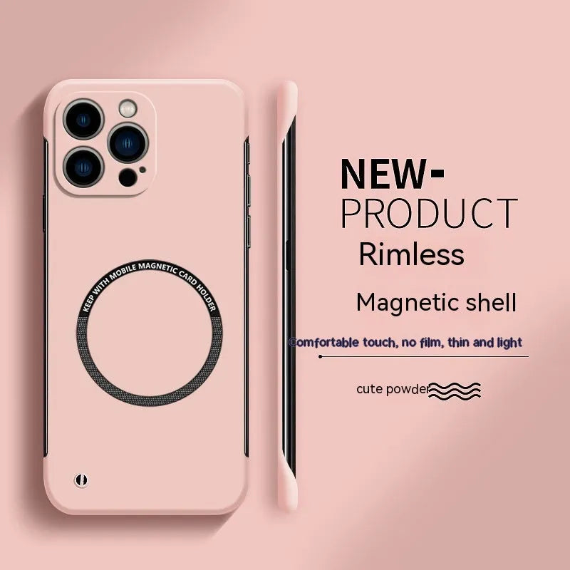 Acrylic magnetic suction frameless phone case for iPhone 14 13 12 11 series, milk white colour
