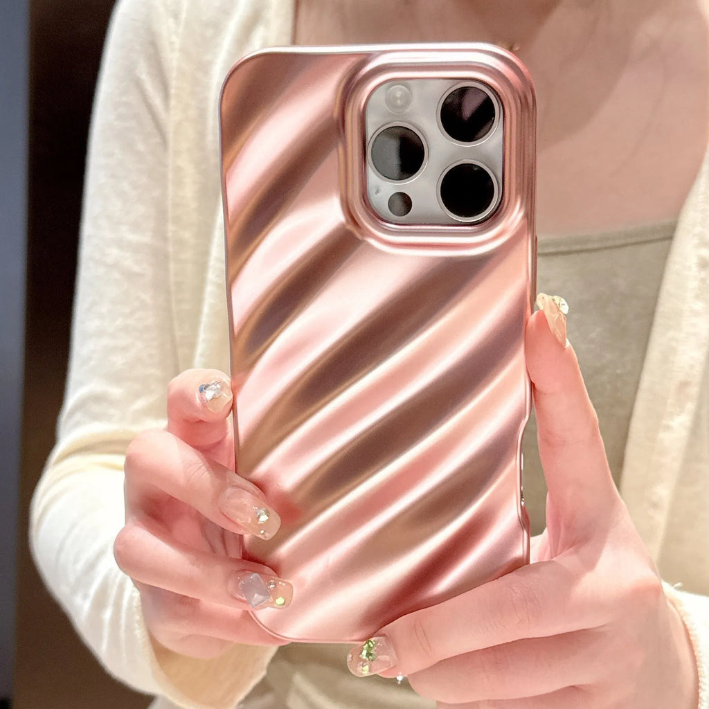 Matte plated water ripple TPU phone case for iPhone 14 13 Pro Max 12 11 in matte black