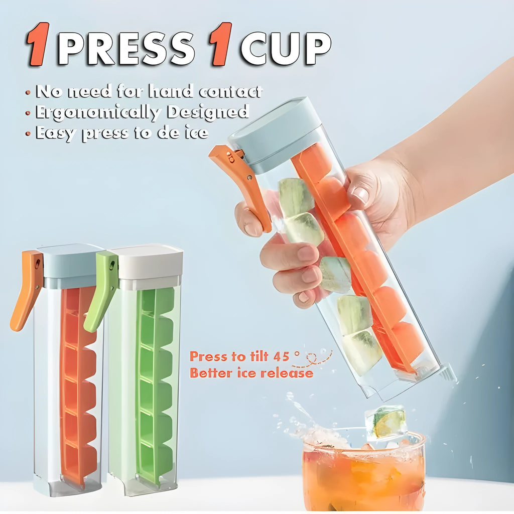 Food-grade PET ice cube tray with press release mechanism in Maldives blue or pearl white colour