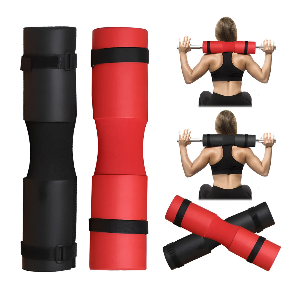 Red foam barbell pad cover squat pad with two straps 45 cm length high density sponge