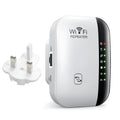 Black third generation WiFi network extender with ABS plastic body and UK plug