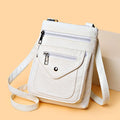 Vertical square-shaped women's crossbody mobile phone bag in PU material with shoulder strap