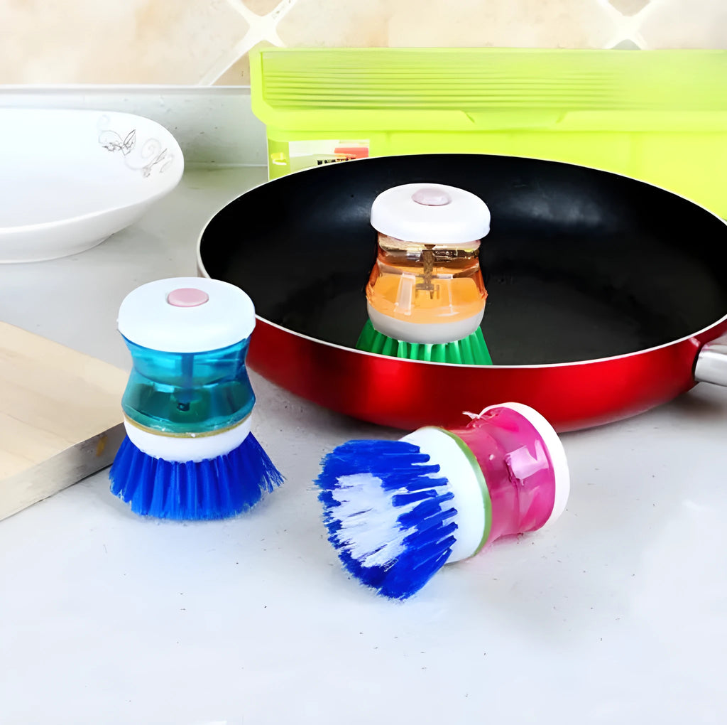 Soap dispensing palm brush 5.5cm diameter 7cm length PP plastic for kitchen hand cleaning