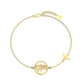Women's S925 sterling silver bracelet with aircraft charm in platinum and gold colour options