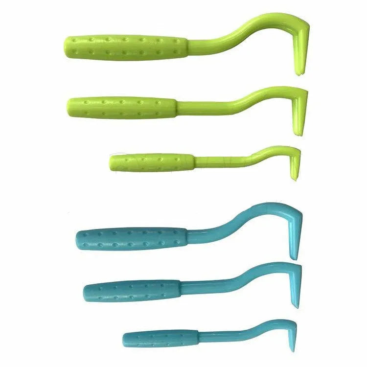 Blue plastic flea tick extractor for removing ticks and fleas from pets, shown on a white background