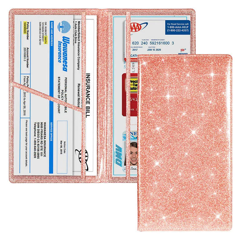 PU leather car registration document wallet with clear window in multiple colour options