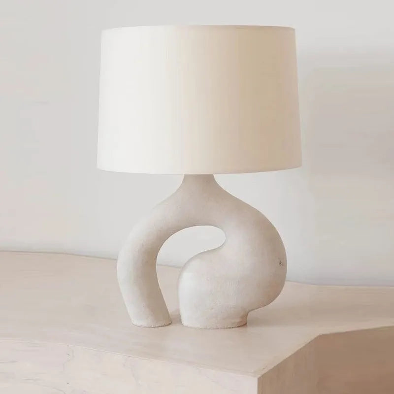 Modern minimalist table lamp with Nordic fabric shade, resin base, 30x45cm size, for living room or bedroom