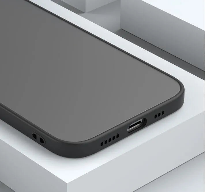 Frosted hard plastic iPhone case with fine hole pattern and full camera lens protection
