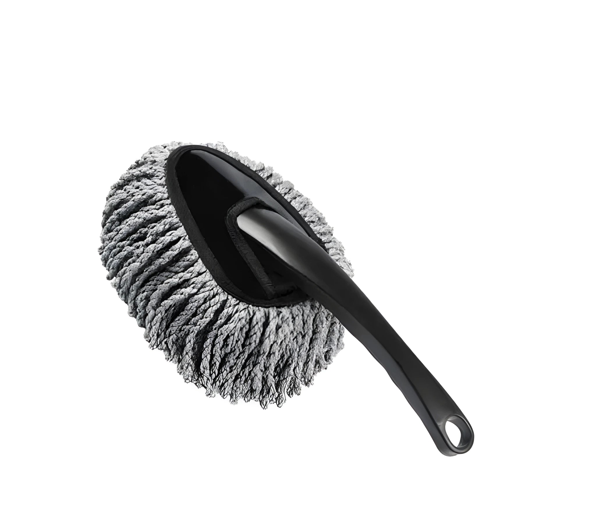 Detachable mini microfiber duster in blue with wax-treated fibres for car interior cleaning