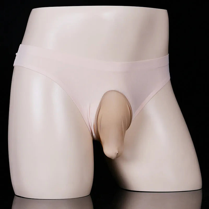 Men's ice silk underwear briefs showing three T-back style variations in multiple colours