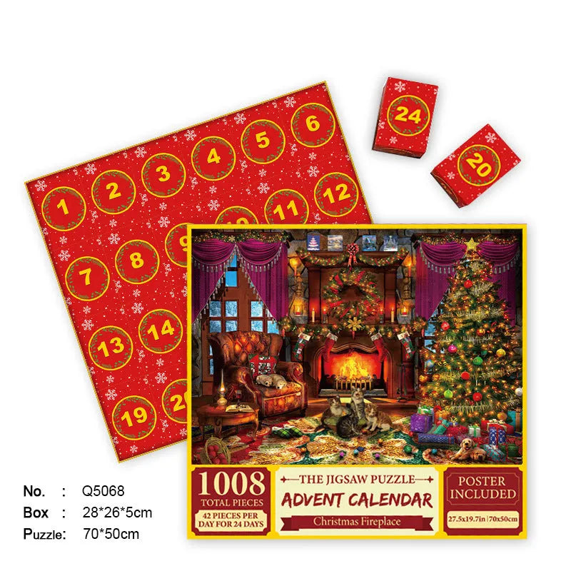24-grid Christmas puzzle blind box countdown calendar box made of paper, 70x50 cm