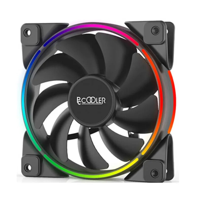 Set of three black 120mm RGB case fans for PC cooling with hydraulic bearings.