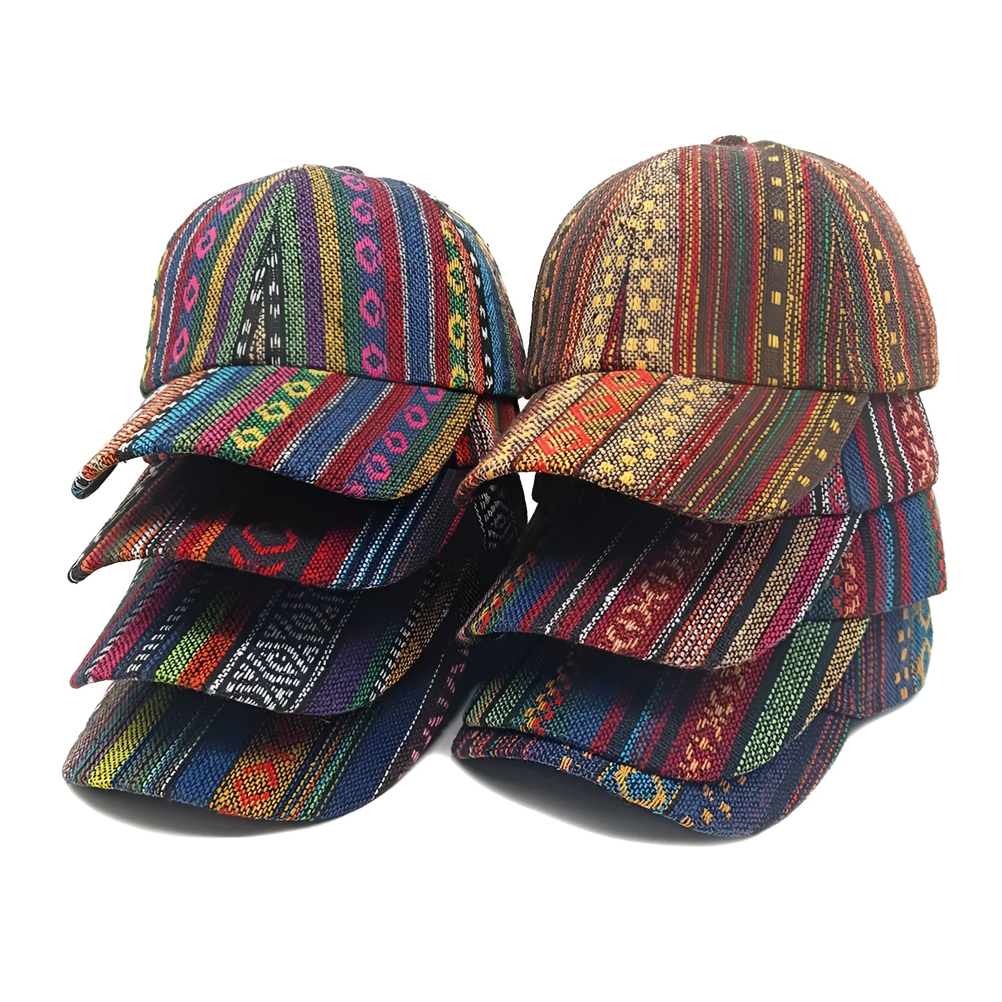 Women's bohemian baseball cap with dome crown in lightweight polyester fabric