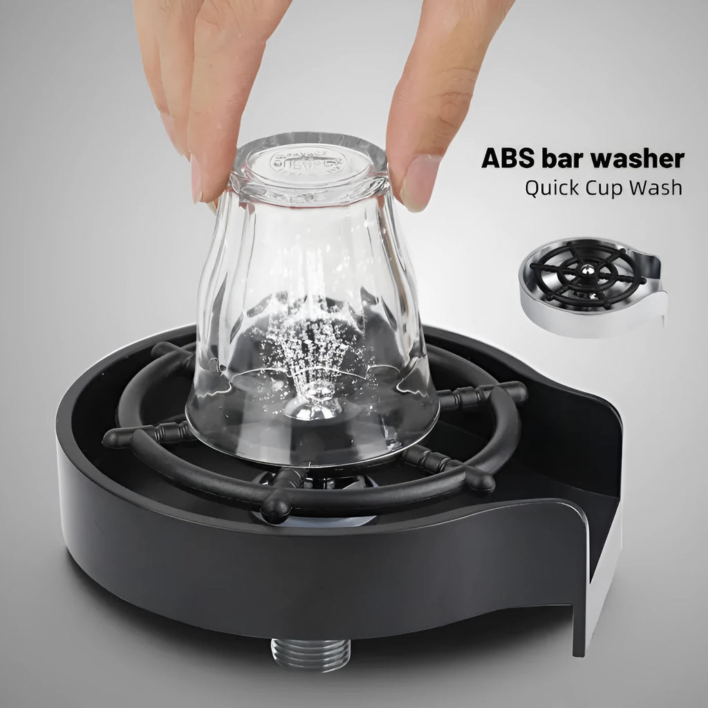 Automatic bar counter cup washer faucet with high-pressure nozzle in black or silver case