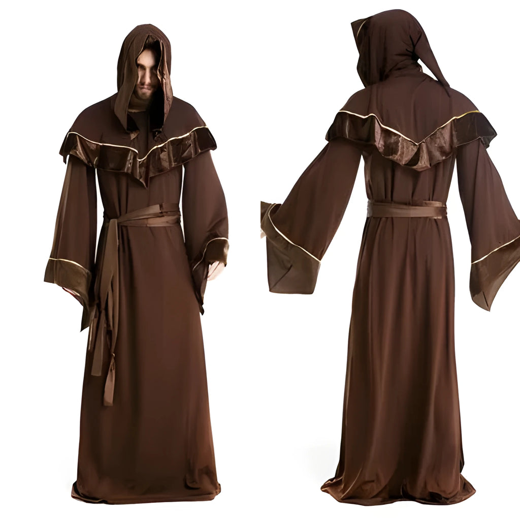 Halloween adult wizard costume in picture color, cotton fabric, available in sizes M to XXL