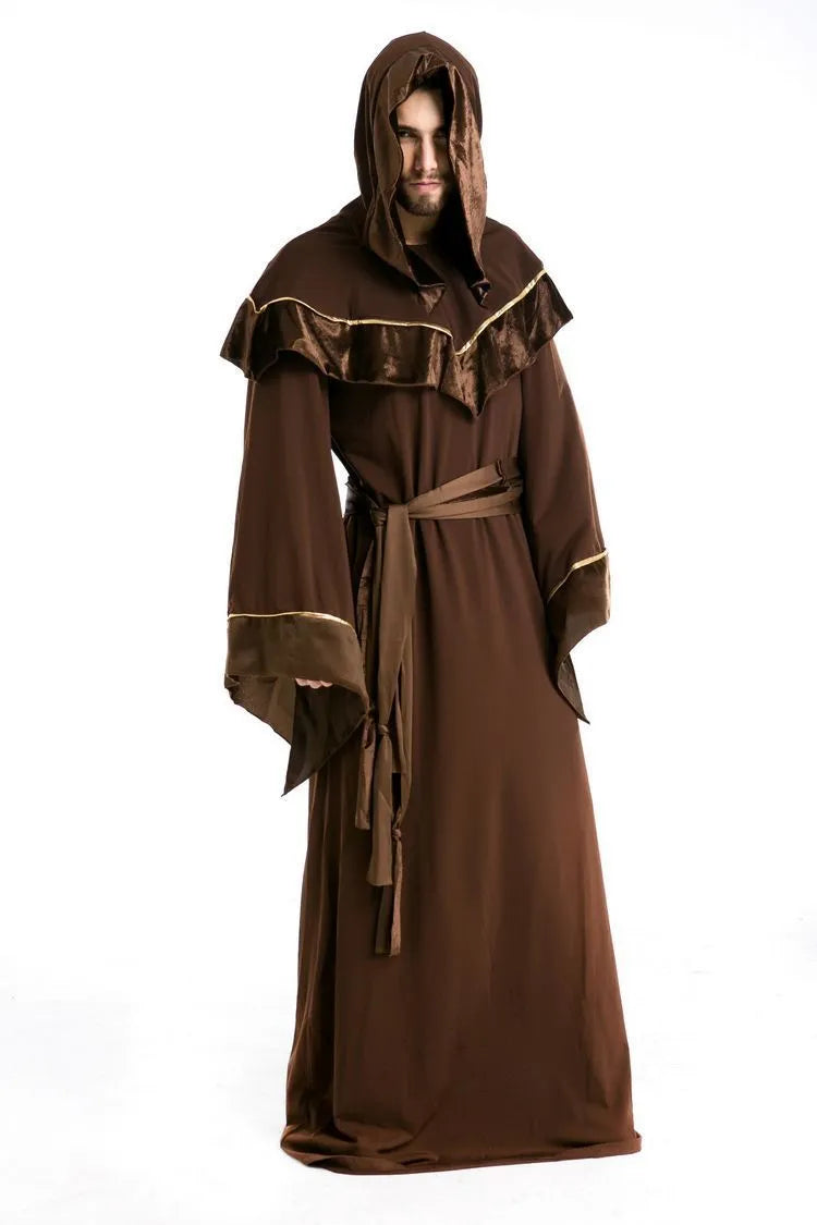 Halloween adult wizard costume in picture color, cotton fabric, available in sizes M to XXL