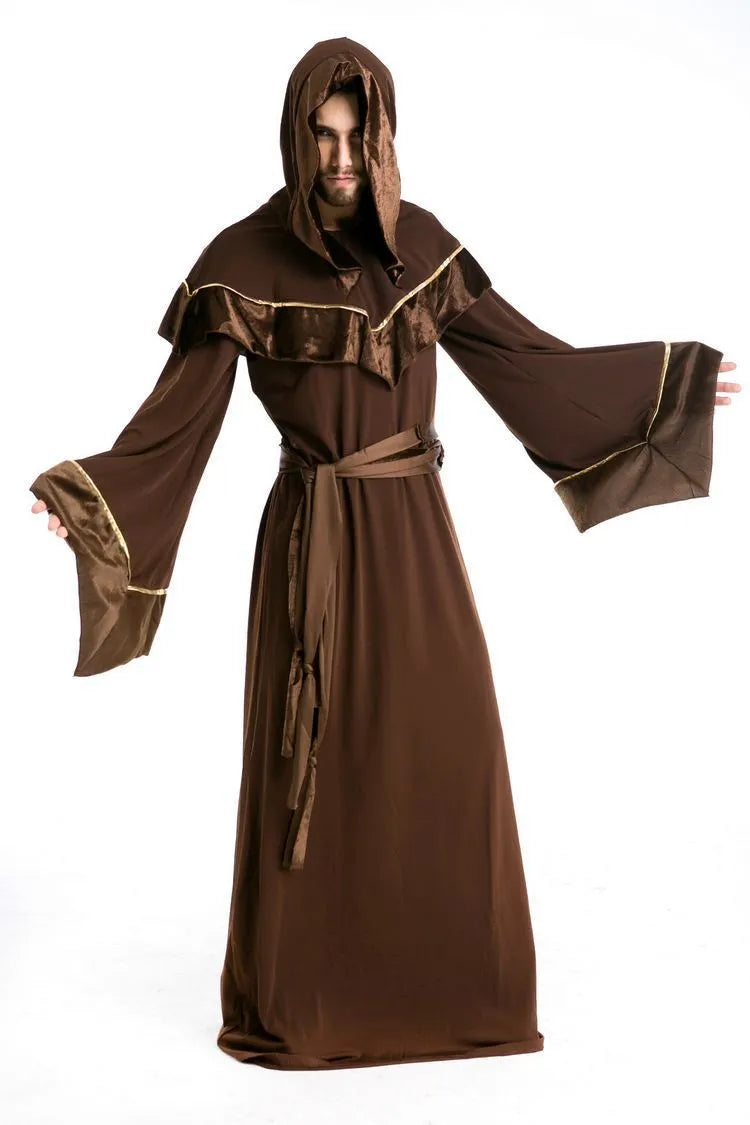 Halloween adult wizard costume in picture color, cotton fabric, available in sizes M to XXL