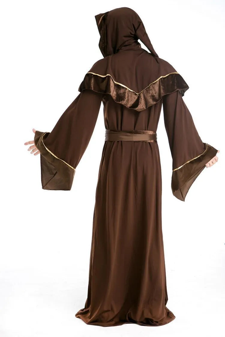 Halloween adult wizard costume in picture color, cotton fabric, available in sizes M to XXL