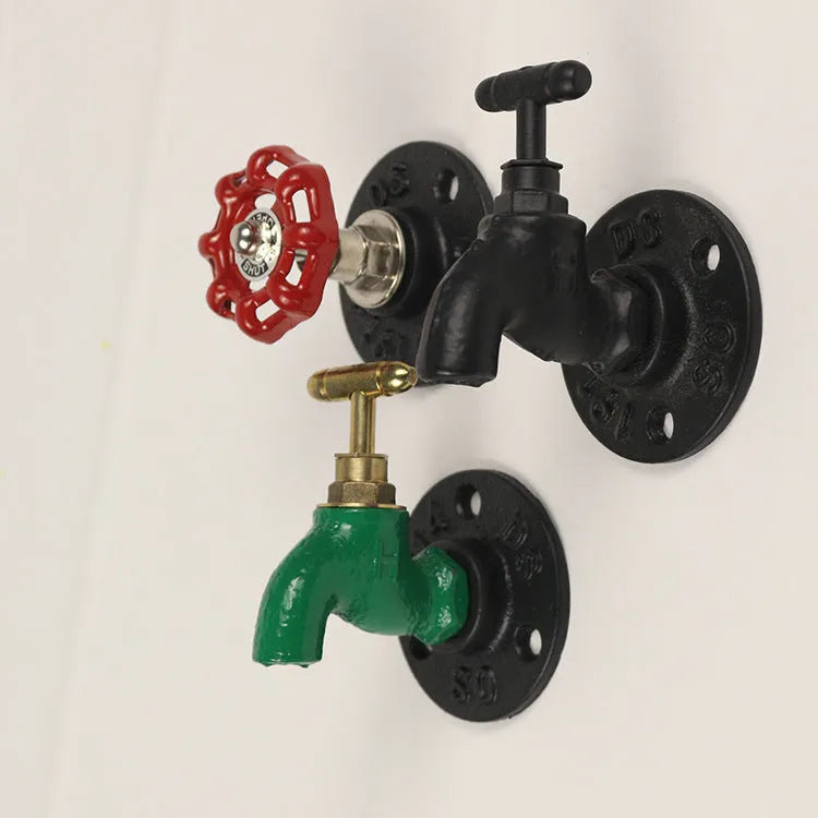 Wall-mounted metal towel rack hook with industrial water pipe design in a choice of three colours.