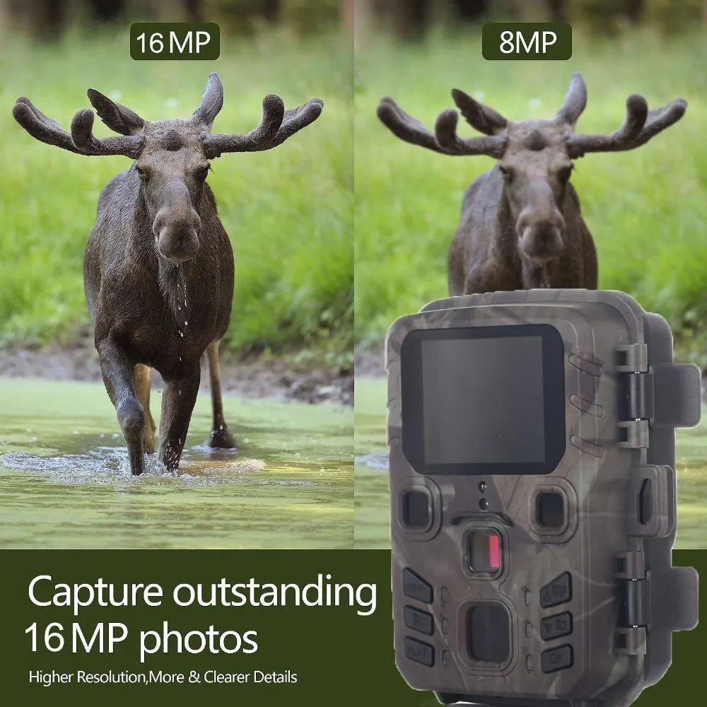 Black infrared night vision monitoring device with 12MP sensor and TF card slot