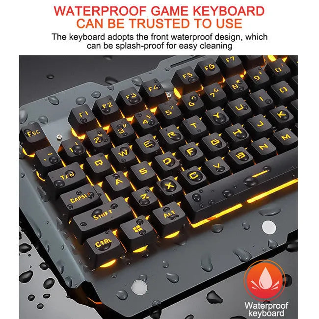 Wired gaming keyboard with RGB LED backlight, phone holder, pen slot, and card slot in black, white, or grey.