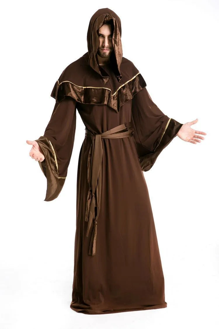 Halloween adult wizard costume in picture color, cotton fabric, available in sizes M to XXL