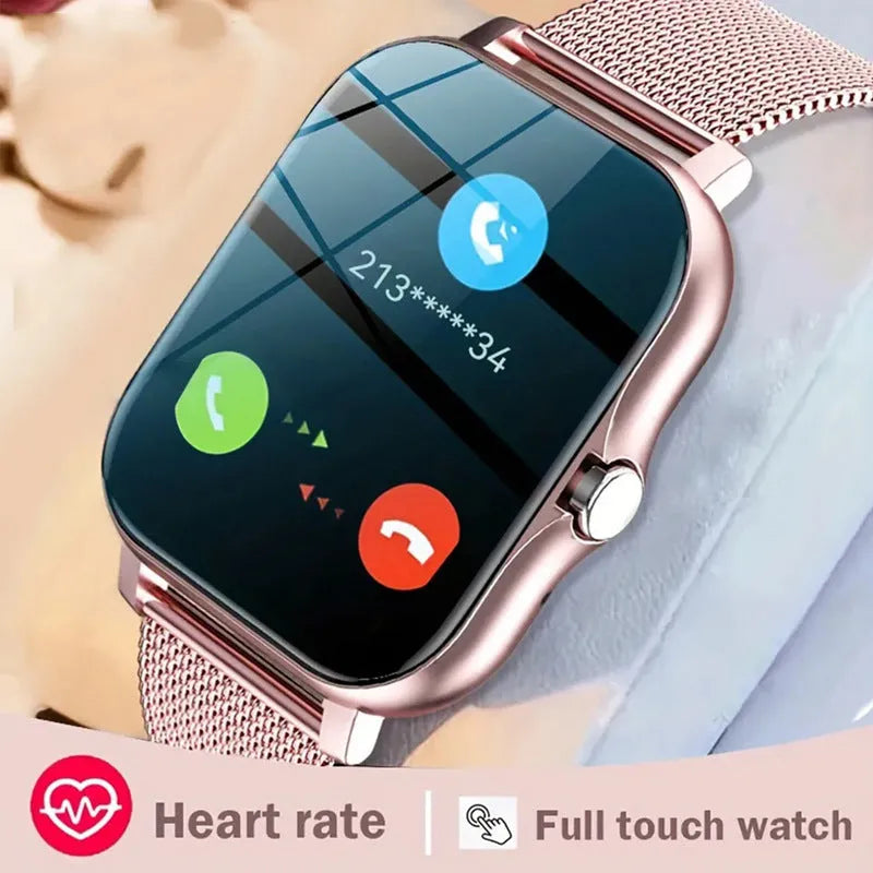 Smart watch with a 1.44-inch colour touch screen and a silicone wrist strap, shown in a silver steel finish.