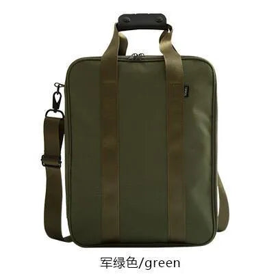 Large capacity nylon waterproof boarding bag in army green cube style for travel and home storage