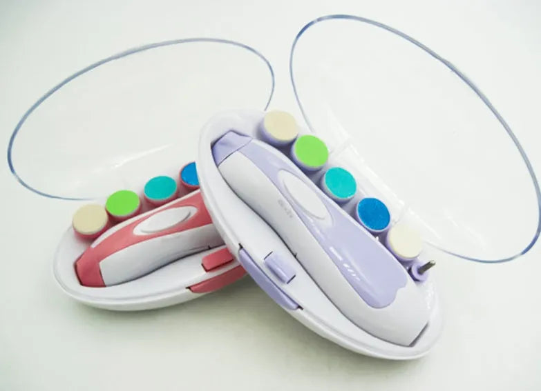 Ultra-quiet baby nail polisher manicure kit with LED light in pink colour