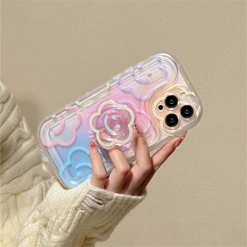 Halo dyed sun flower TPU rear cover phone case for Apple iPhone 11 to 14 Pro Max in picture colour