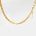 Gold colour flat snake bone necklace for men and women, 50cm chain with 5cm extension, alloy with plated finish