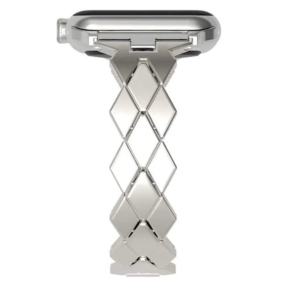 Metal chain steel band diamond strap for Apple Watch in silver on a 42/44/45/49mm case size