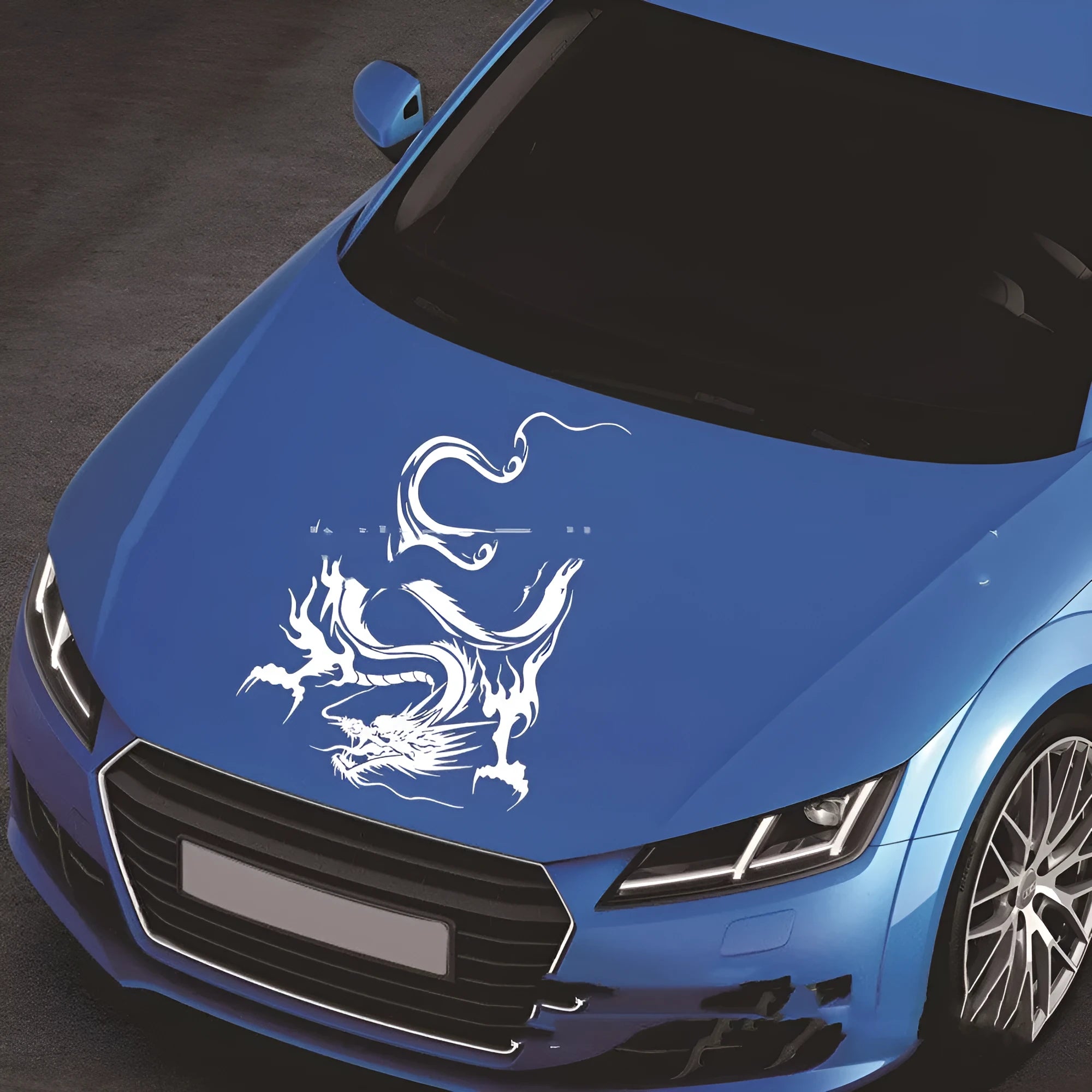 Dragon design car front sticker measuring 50x36 cm in PET vinyl material with multiple colour options