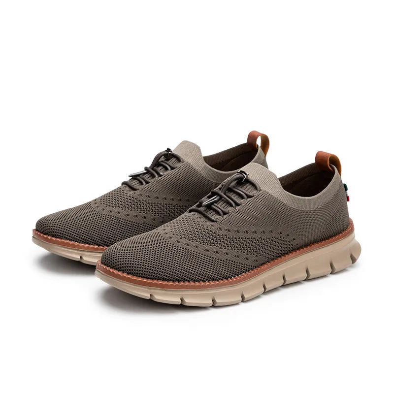 Men's breathable mesh running shoes in Army Green with EVA sole, lace-up front, low-top design