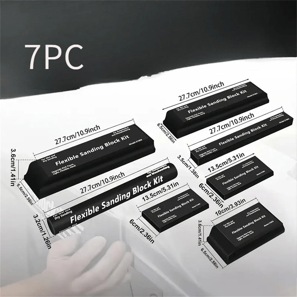 Set of seven black frosted EVA modelling blocks with metal core construction for support.