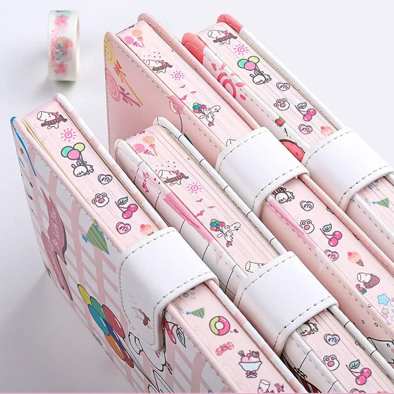 Small white Kaba Bear magnetic buckle notebook with 224 pages, showing compact 135mm x 185mm size.