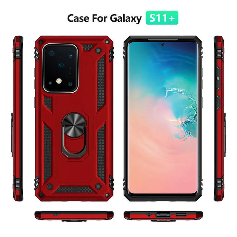 Samsung military anti-fall protective cover with ring bracket in black for S20