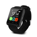 U8 Smart Bluetooth Watch in Black, Red, or White colours on a wrist showing a caller ID display.