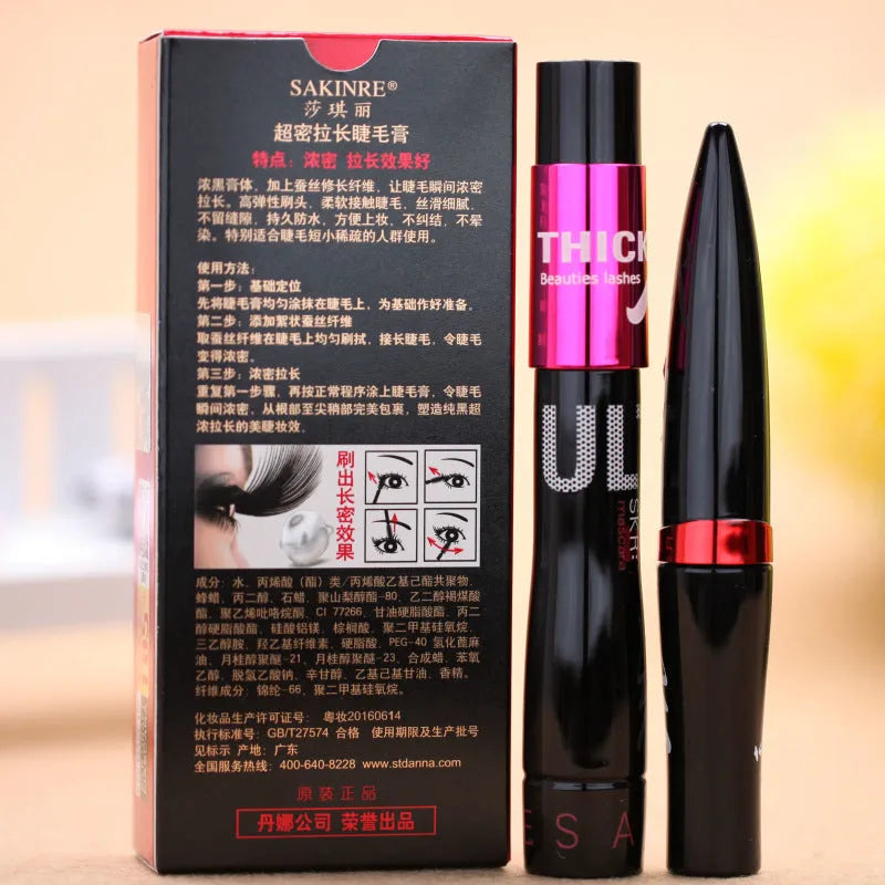 Silk Graft Mascara 10ml black tube with 1.5g extra formula, one brush for thick dark lashes