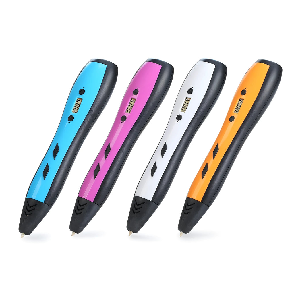 Blue 3D printing pen with LCD screen and ceramic nozzle for children