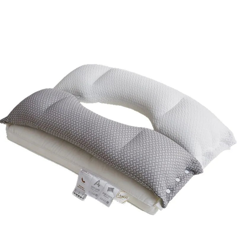 Double-layer cervical support pillow 40x60cm in low loft option on a bed