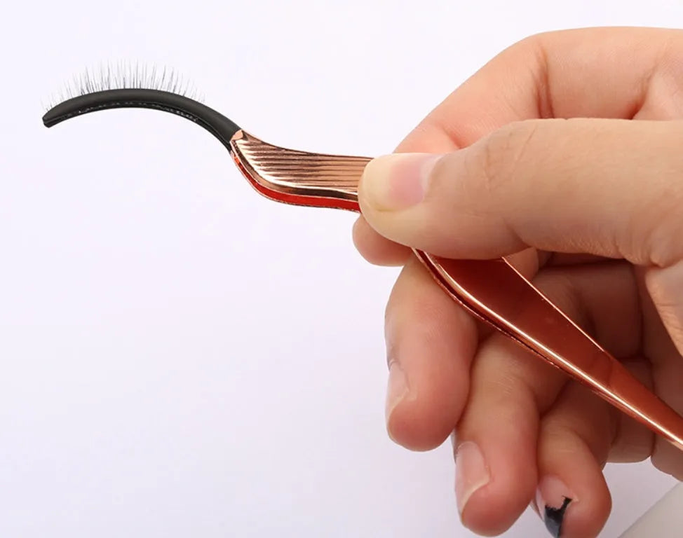 Rose gold eyelash curler aid for false eyelash application, local style makeup tool
