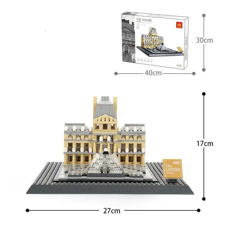 Small particle building block set recreating world-famous architecture, in a compact box.