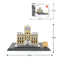 Small particle building block set recreating world-famous architecture, in a compact box.